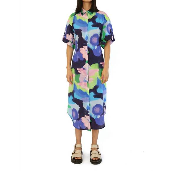 NEW DE LORETA mari dress in oleo azul - Picture 1 of 5